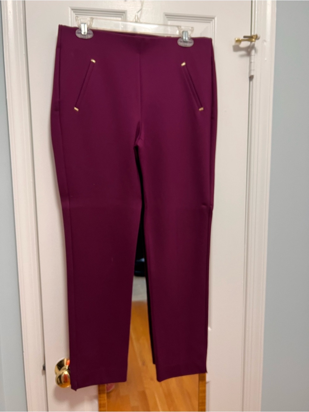 Chico's Ponte Straight Leg Pants — Plum